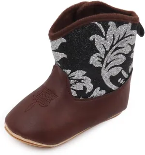 Kuner Baby Cowboy Boots Western Boots Toddler Cowboy Bootie Soft Sole Non-Slip Crib Shoes for Infant Boys Girls0-18 Months
