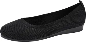 Ladies Fashion Solid Color Breathable Knitting Round Head Flat Comfortable Casual Single Shoes Sandals for Women