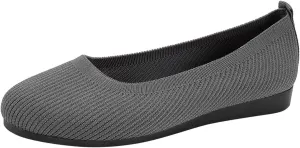 Ladies Fashion Solid Color Breathable Knitting Round Head Flat Comfortable Casual Single Shoes Sandals for Women