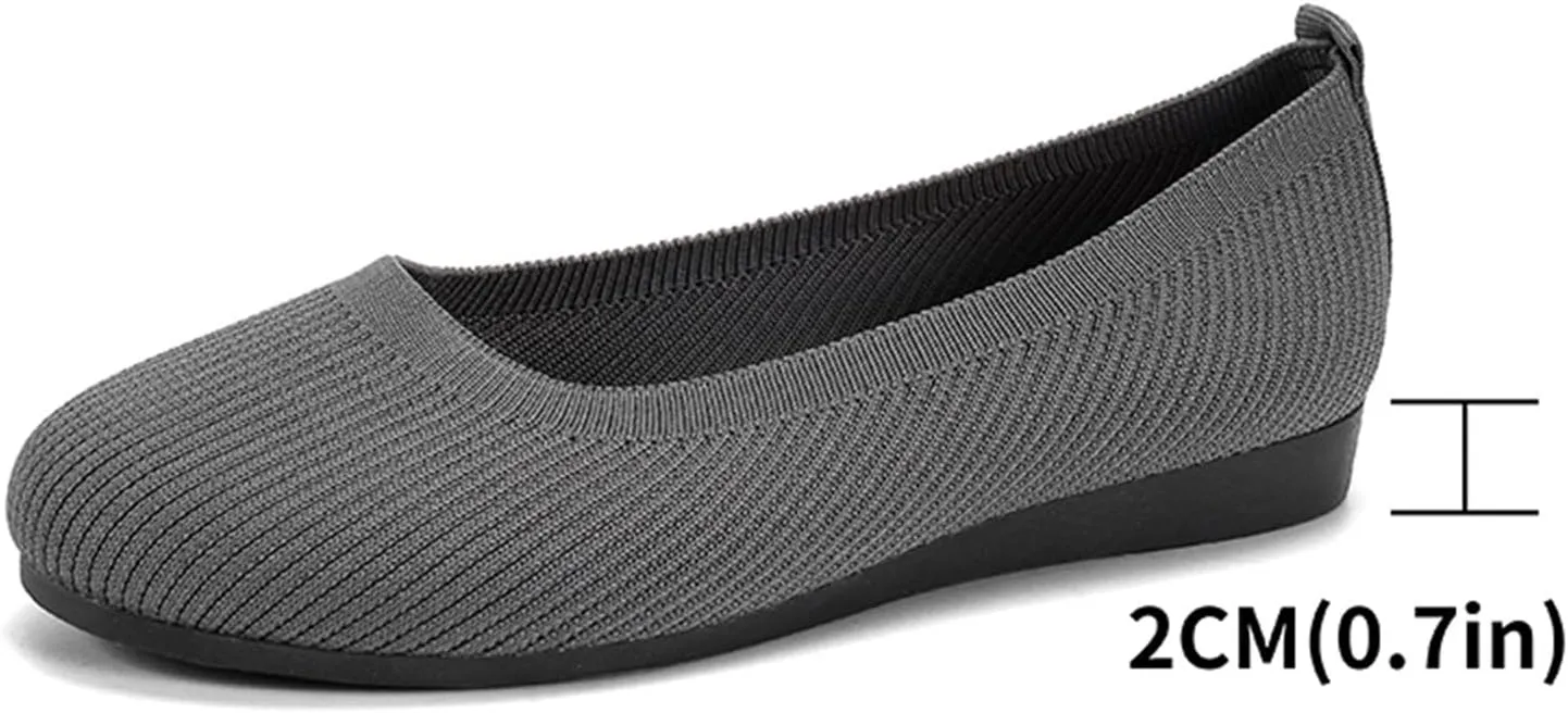 Ladies Fashion Solid Color Breathable Knitting Round Head Flat Comfortable Casual Single Shoes Sandals for Women