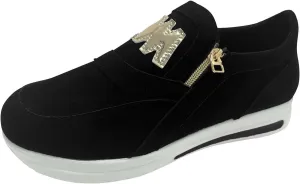 Ladies Fashion Solid Color Flock Side Zipper Platform Comfortable Casual Sports Shoes Womens Club C Sneaker