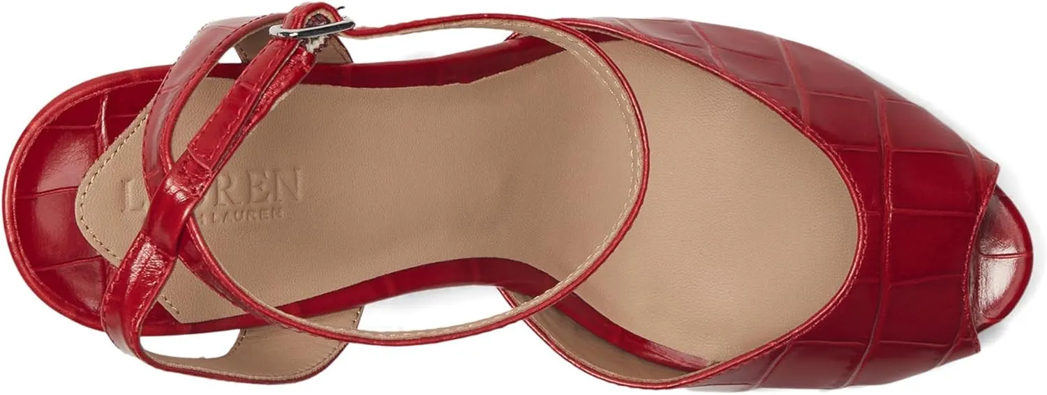 Lauren Ralph Lauren Women's Kyla Crocodile-Embossed Leather Sandal