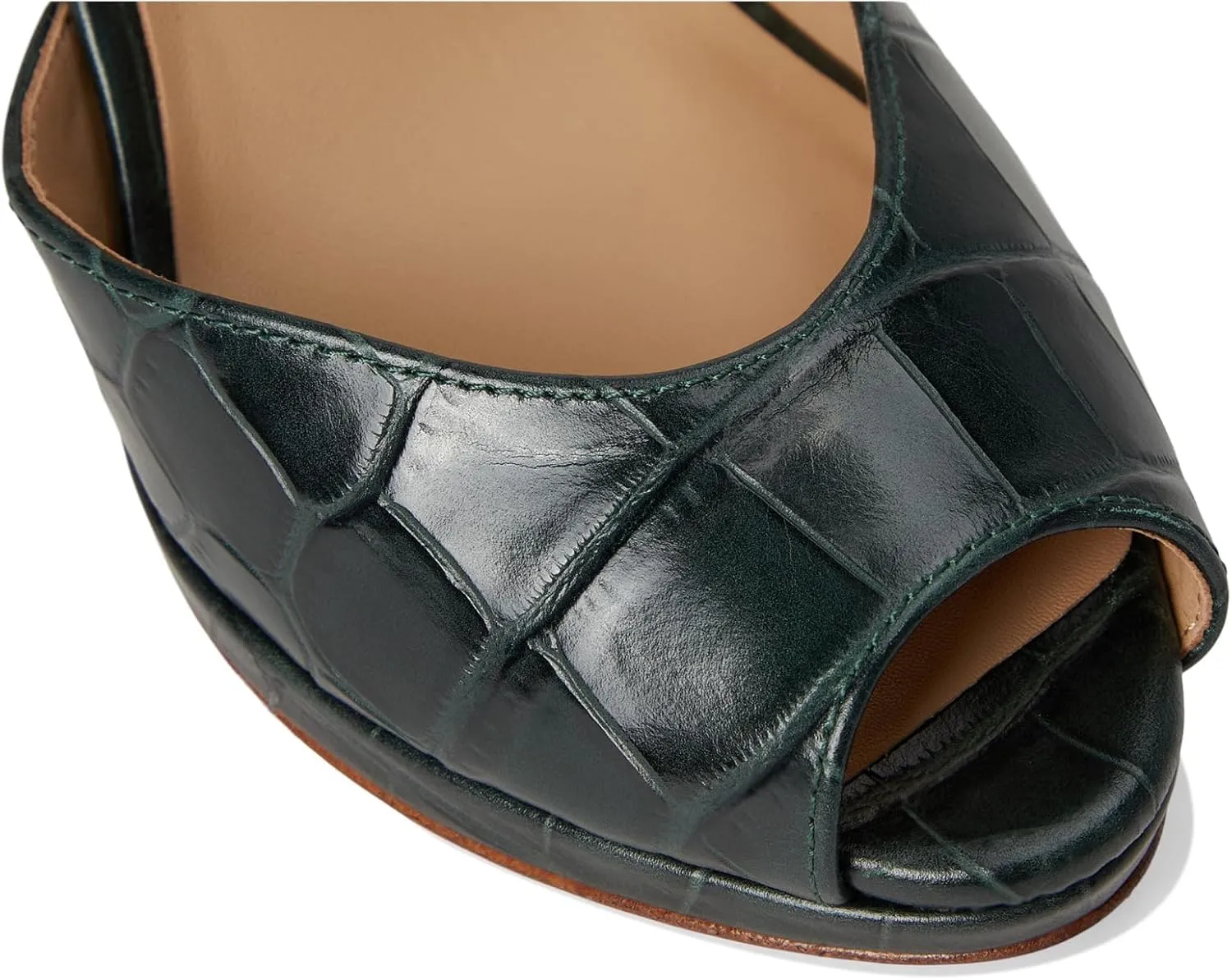 Lauren Ralph Lauren Women's Kyla Crocodile-Embossed Leather Sandal
