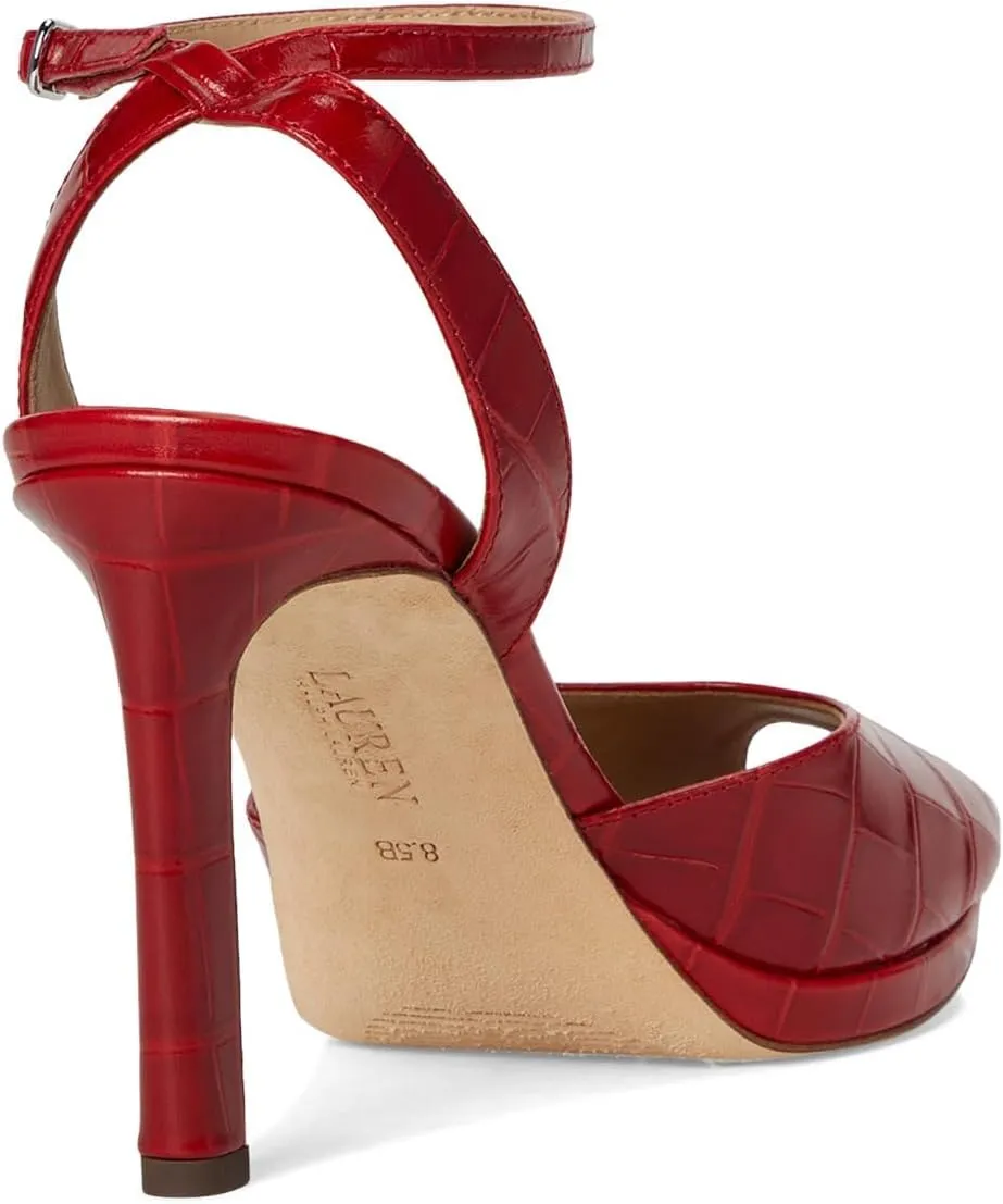 Lauren Ralph Lauren Women's Kyla Crocodile-Embossed Leather Sandal