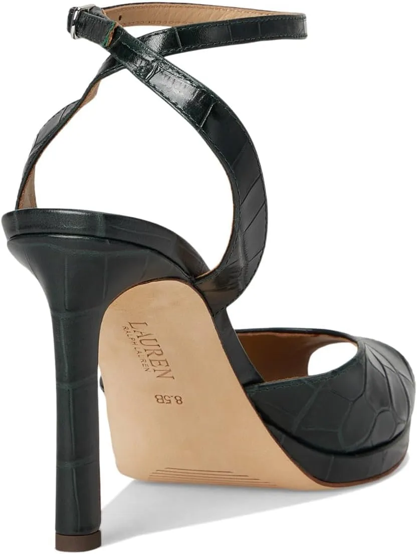 Lauren Ralph Lauren Women's Kyla Crocodile-Embossed Leather Sandal