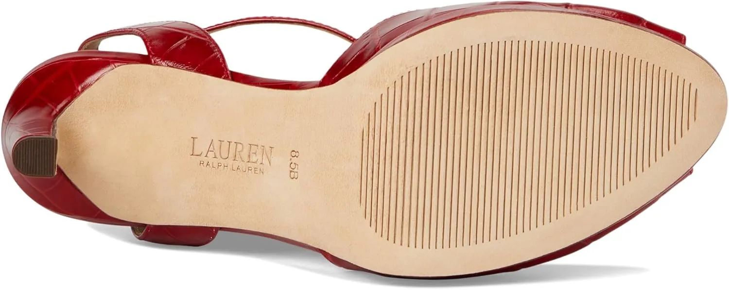 Lauren Ralph Lauren Women's Kyla Crocodile-Embossed Leather Sandal