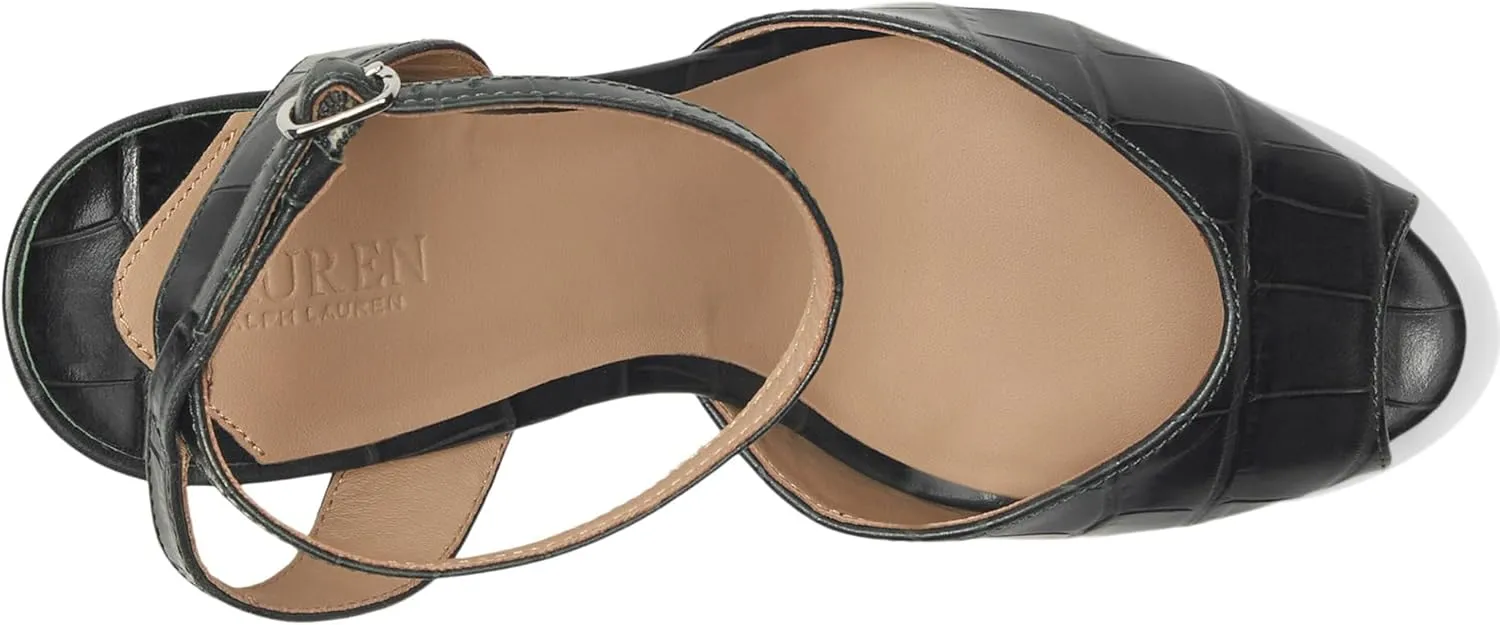 Lauren Ralph Lauren Women's Kyla Crocodile-Embossed Leather Sandal