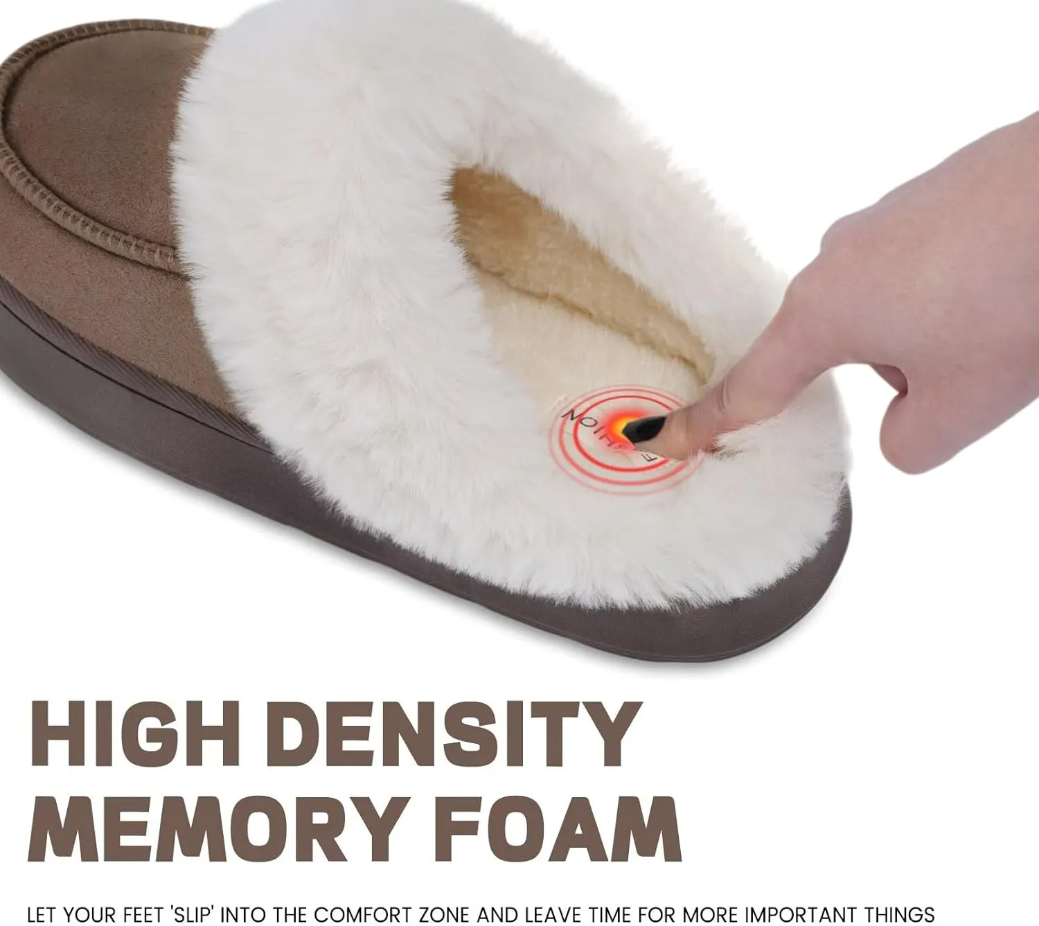 LBF Slippers for Men, Warm Fuzzy House Shoes for Indoor/Outdoor, Non-Slip EVA Sole & Memory Foam Insole, Cozy Plush Slip-On Winter Slippers