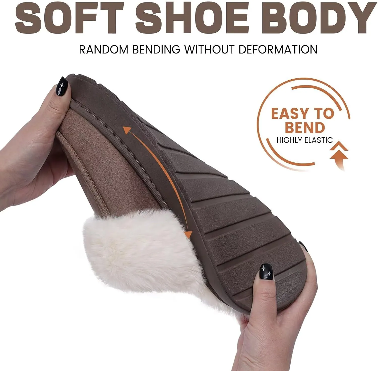 LBF Slippers for Men, Warm Fuzzy House Shoes for Indoor/Outdoor, Non-Slip EVA Sole & Memory Foam Insole, Cozy Plush Slip-On Winter Slippers