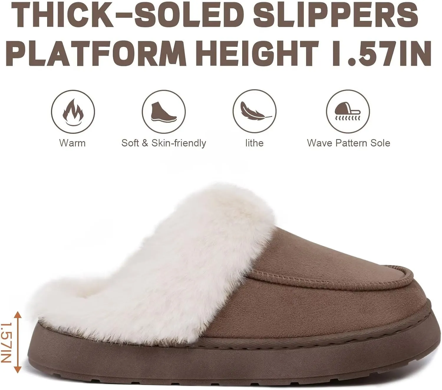 LBF Slippers for Men, Warm Fuzzy House Shoes for Indoor/Outdoor, Non-Slip EVA Sole & Memory Foam Insole, Cozy Plush Slip-On Winter Slippers