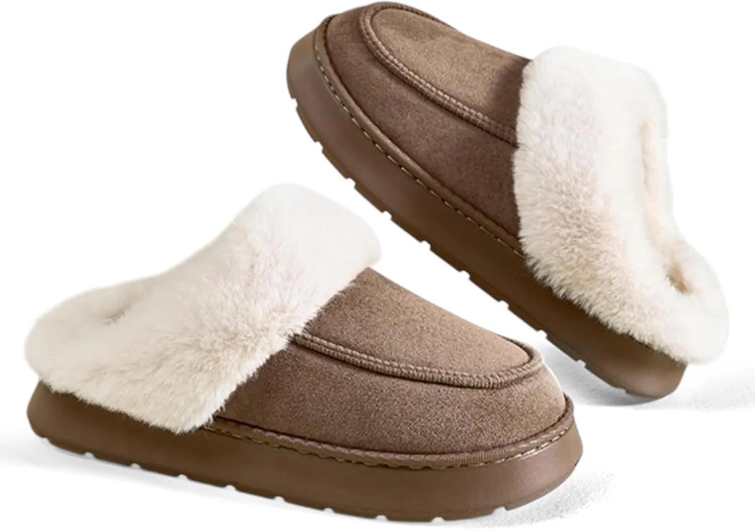 LBF Slippers for Men, Warm Fuzzy House Shoes for Indoor/Outdoor, Non-Slip EVA Sole & Memory Foam Insole, Cozy Plush Slip-On Winter Slippers