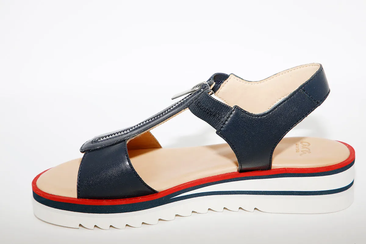 LDS LO WEDGE SANDAL - NAVY LEATHER