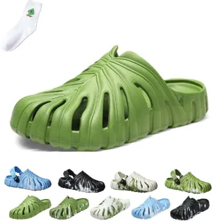 LELEBEAR Monstera Slippers for Men Women, Variegated Monstera Shoes, Monstera EVA Thick Sole Pillow Slippers Sandals