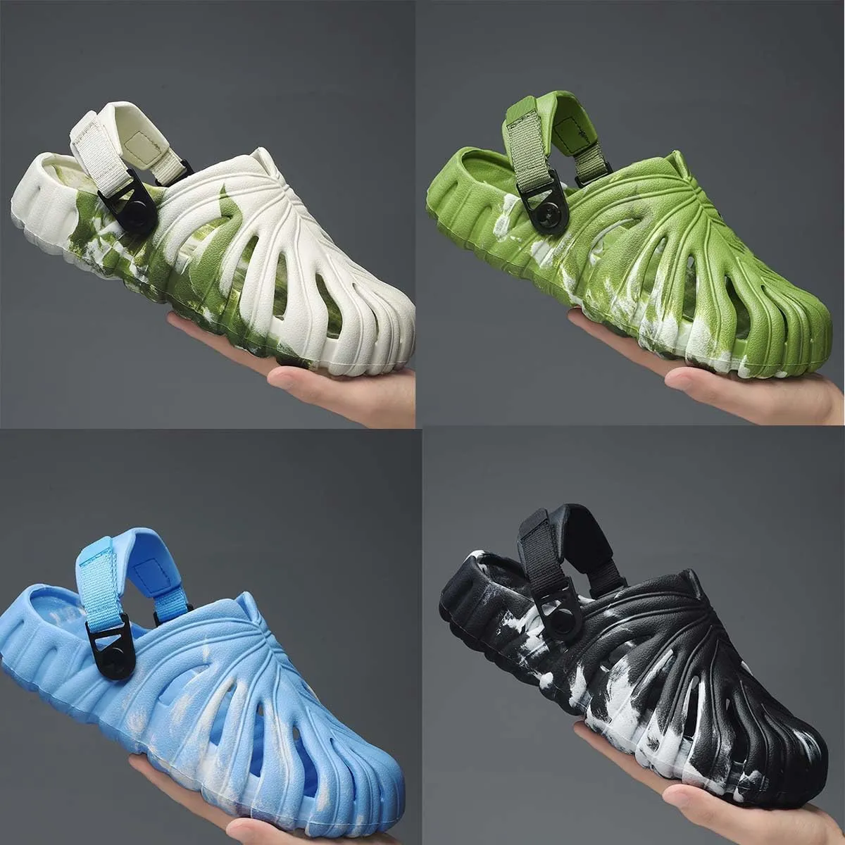LELEBEAR Monstera Slippers for Men Women, Variegated Monstera Shoes, Monstera EVA Thick Sole Pillow Slippers Sandals