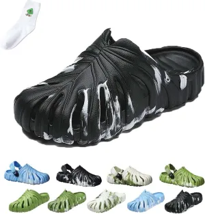 LELEBEAR Monstera Slippers for Men Women, Variegated Monstera Shoes, Monstera EVA Thick Sole Pillow Slippers Sandals