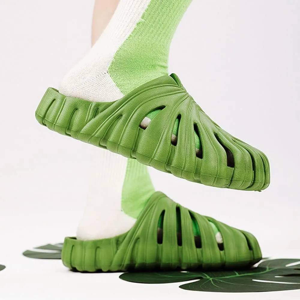 LELEBEAR Monstera Slippers for Men Women, Variegated Monstera Shoes, Monstera EVA Thick Sole Pillow Slippers Sandals