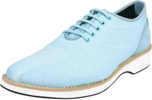 LIBERTYZENO Mens Plain & Animal Print Blue Genuine Leather Adults Lace Up Oxford Dress Shoes for Easter Gift
