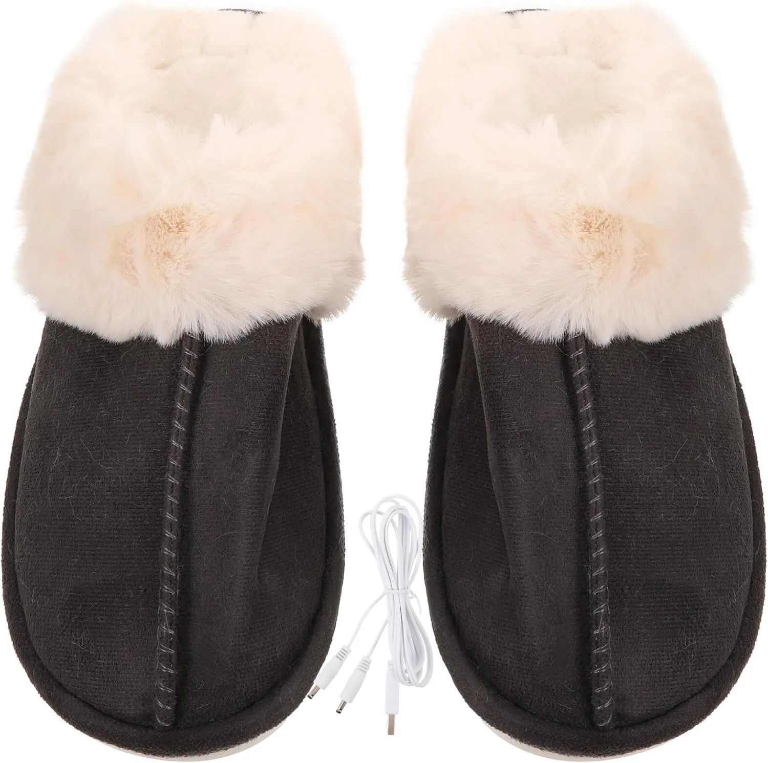 LIFKOME 1 Pair USB Electric Heated Slippers Foot Warmer Under Desk House Heated Slippers Shoes Heating Pad for Women and Men Grey