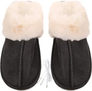 LIFKOME 1 Pair USB Electric Heated Slippers Foot Warmer Under Desk House Heated Slippers Shoes Heating Pad for Women and Men Grey