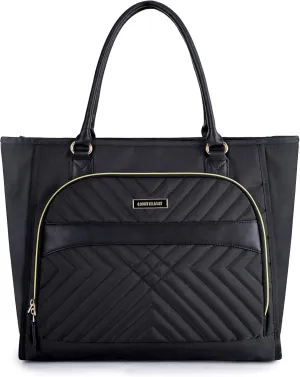 LIGHT FLIGHT Tote Bag for Women, Top Handle Handbag 15.6 inch Laptop Bag Quilted Tote With Pocket Black Totes for Work Bag