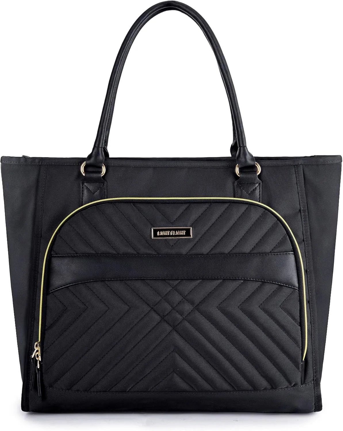 LIGHT FLIGHT Tote Bag for Women, Top Handle Handbag 15.6 inch Laptop Bag Quilted Tote With Pocket Black Totes for Work Bag