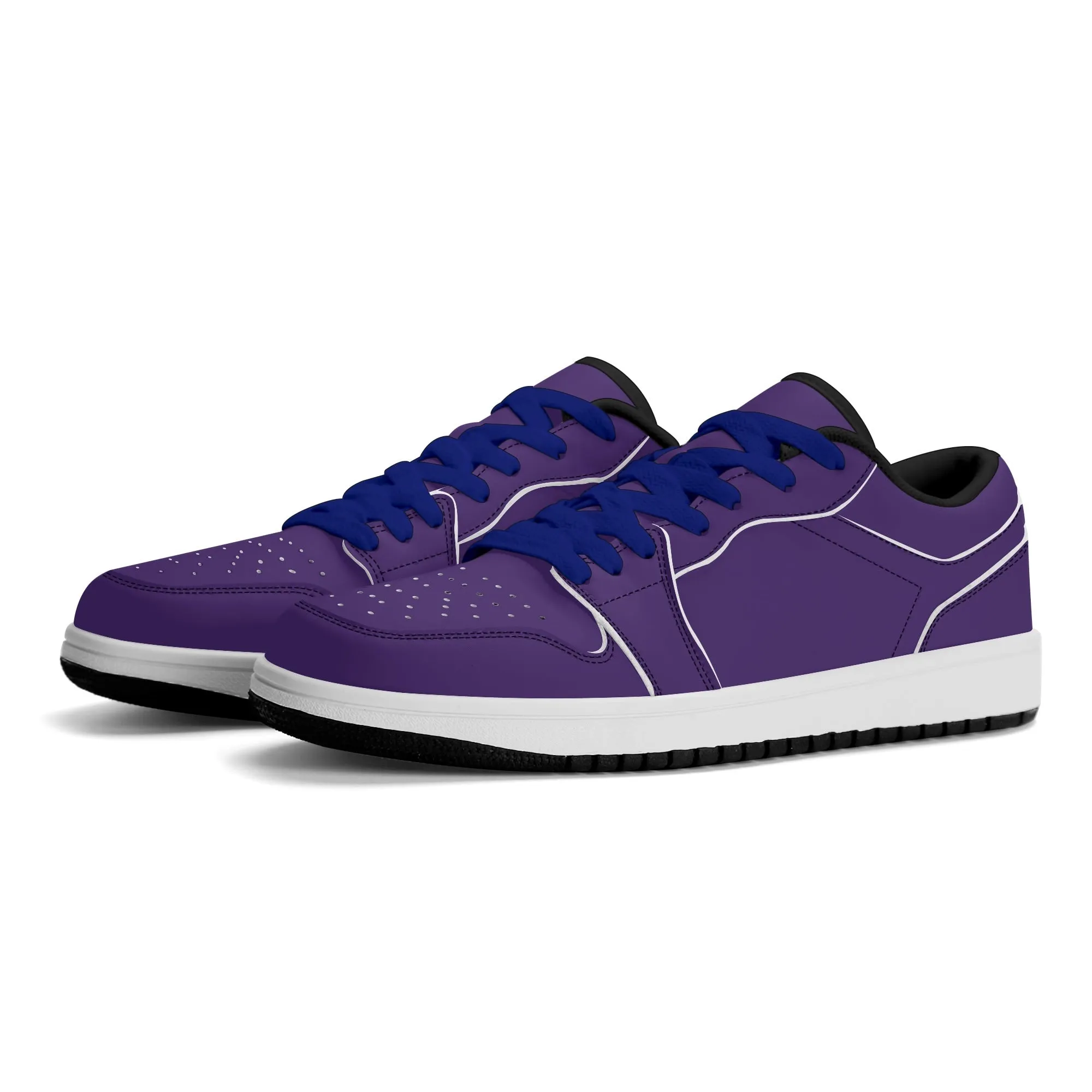 Lila Low Top Leder Sneaker für Damen