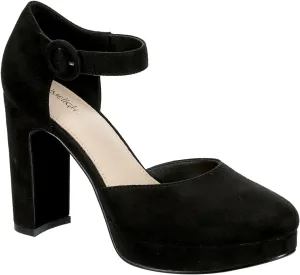 Limelight Lilia - Women's Chunky High Heel Ankle Strap Closed Toe Faux Suede Pumps