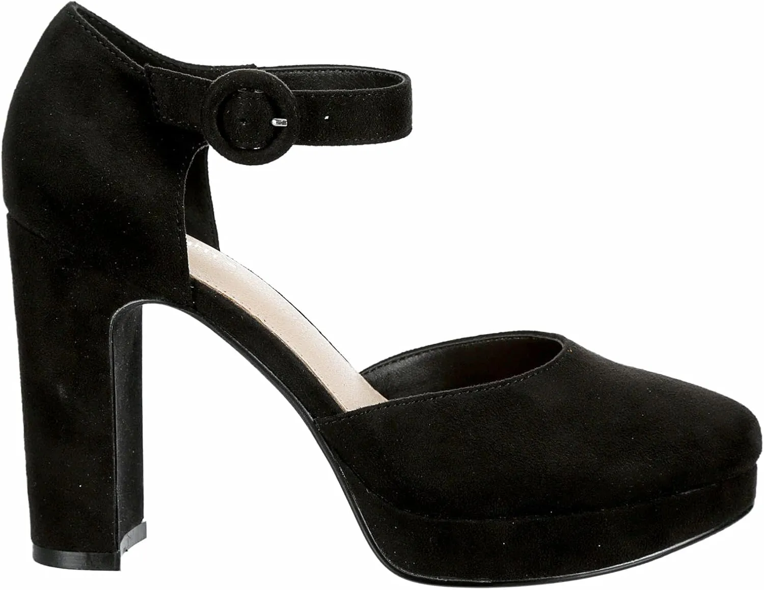 Limelight Lilia - Women's Chunky High Heel Ankle Strap Closed Toe Faux Suede Pumps