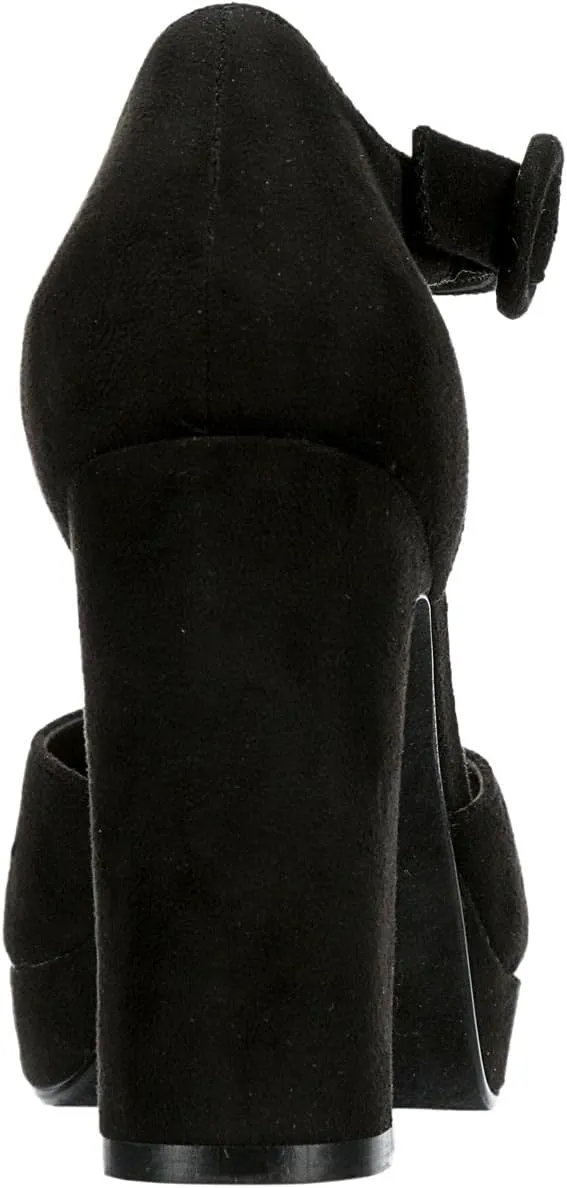Limelight Lilia - Women's Chunky High Heel Ankle Strap Closed Toe Faux Suede Pumps
