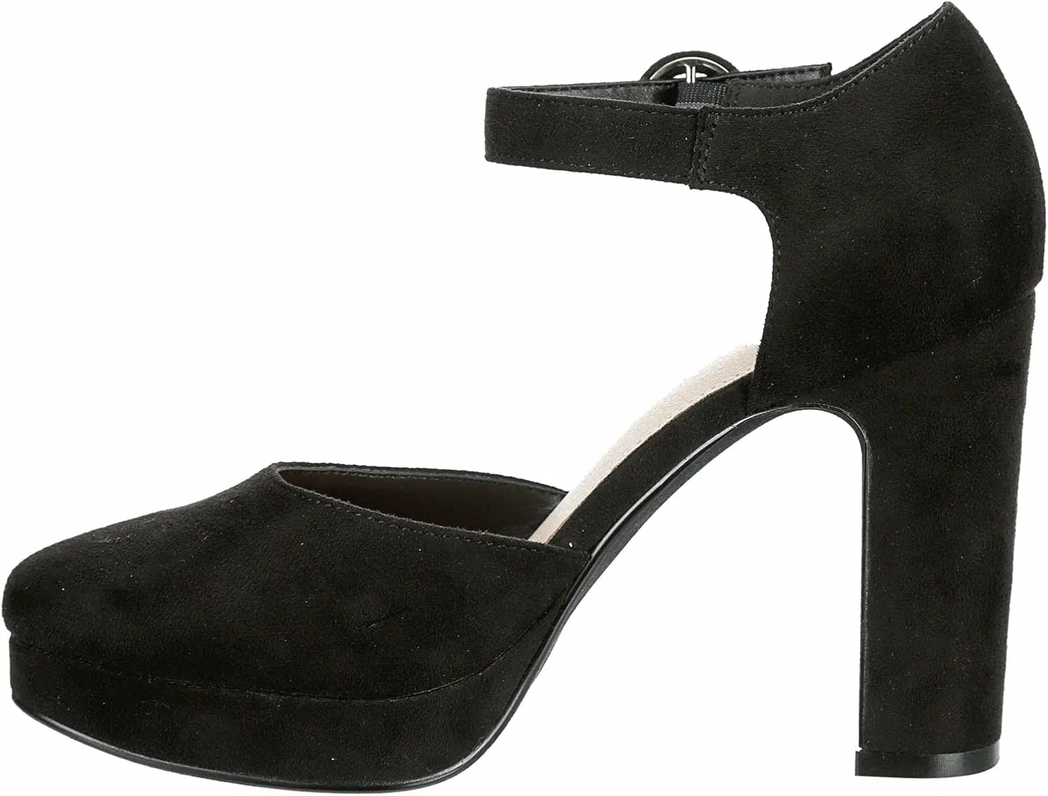 Limelight Lilia - Women's Chunky High Heel Ankle Strap Closed Toe Faux Suede Pumps