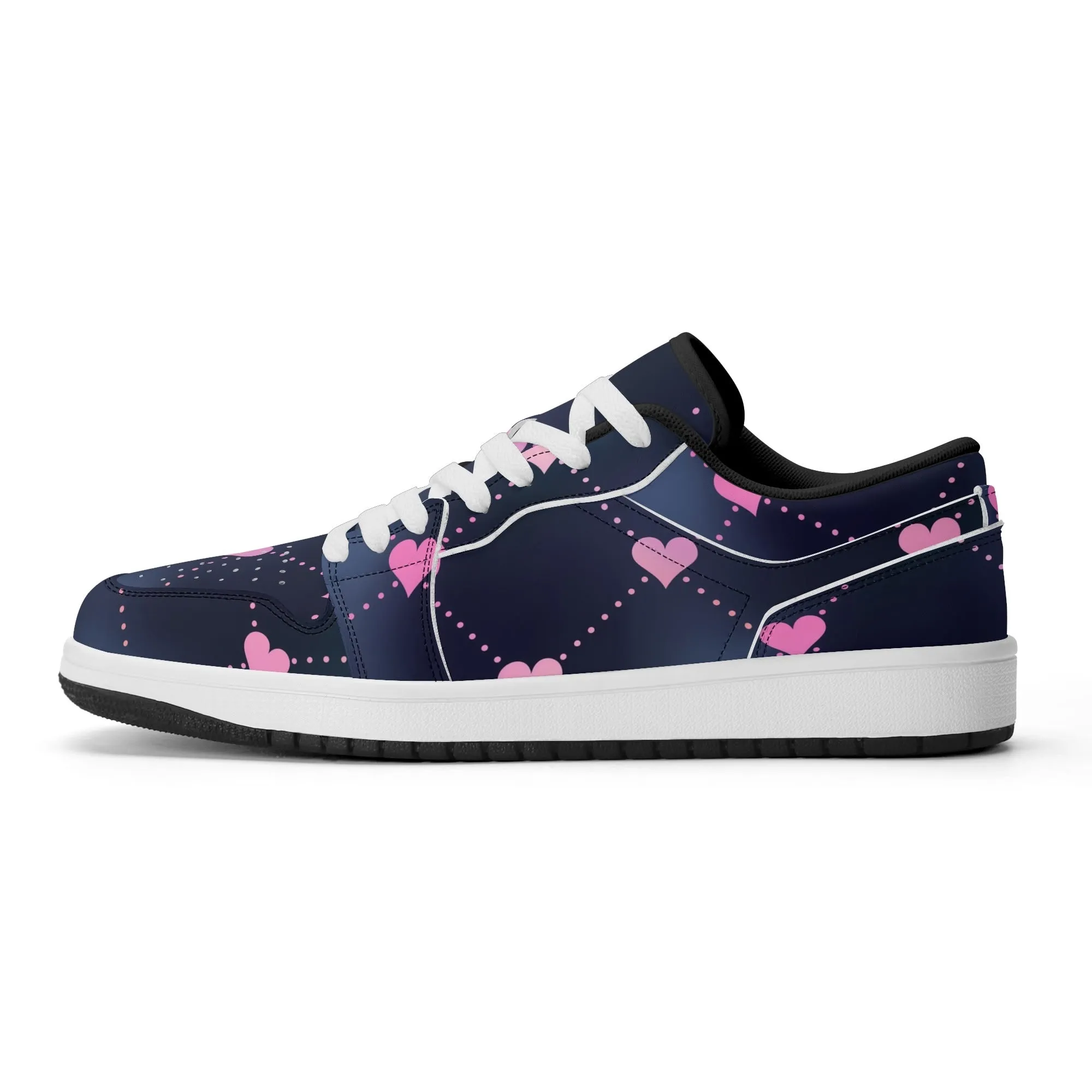 Lined Hearts Low Top Leder Sneaker für Damen