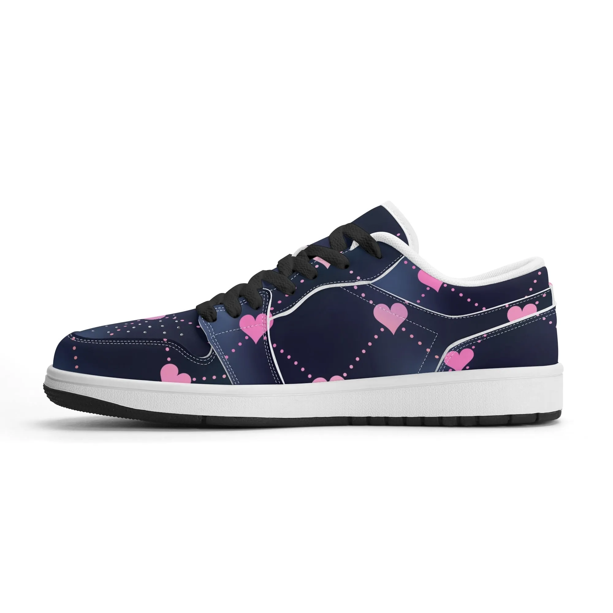 Lined Hearts Low Top Leder Sneaker für Damen