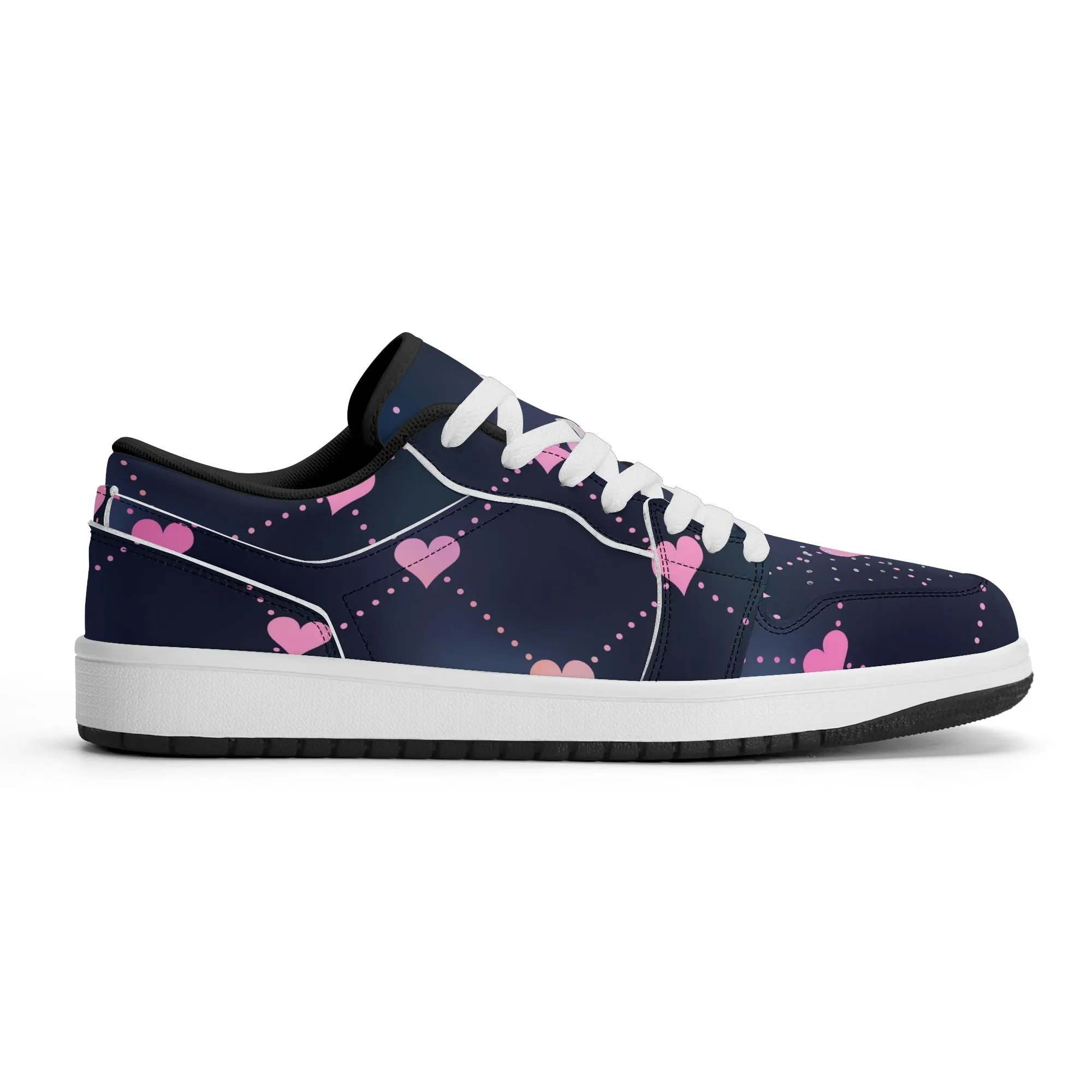 Lined Hearts Low Top Leder Sneaker für Damen