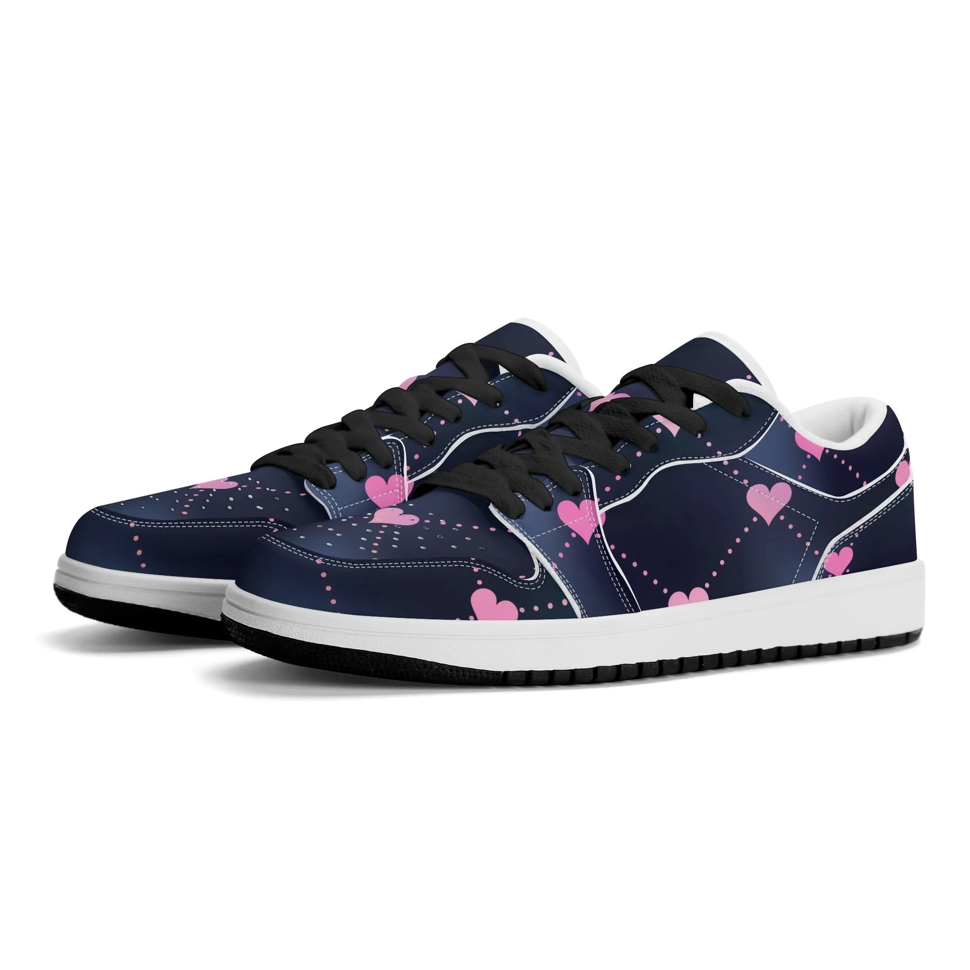 Lined Hearts Low Top Leder Sneaker für Damen