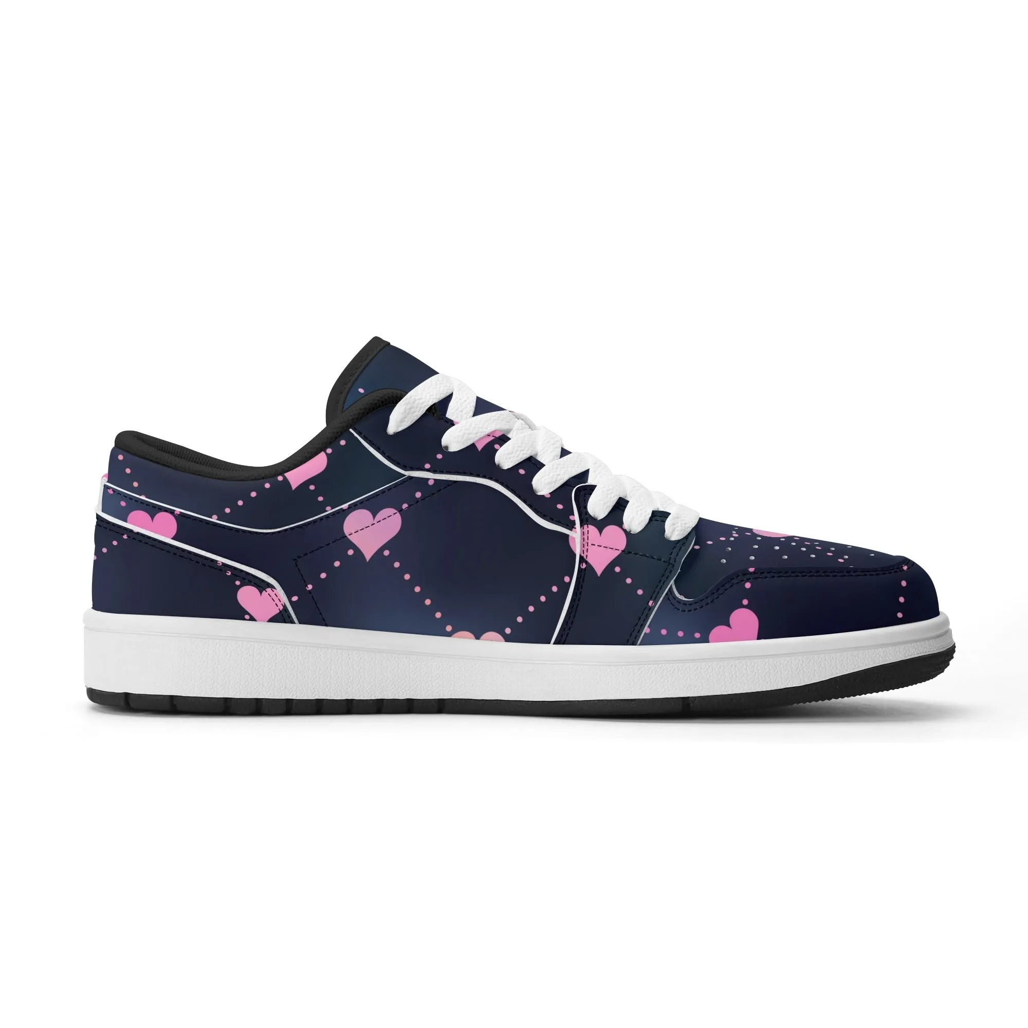 Lined Hearts Low Top Leder Sneaker für Damen