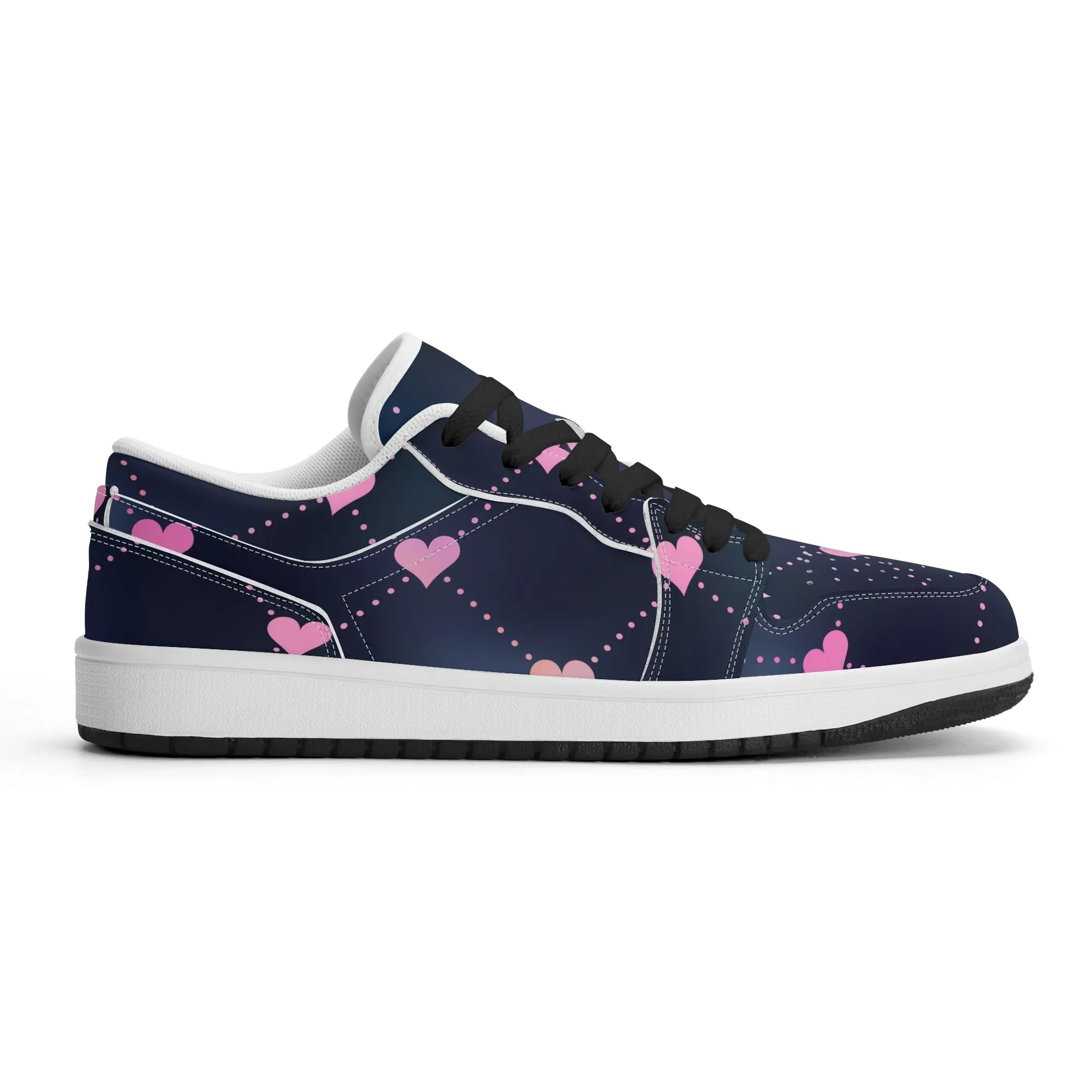 Lined Hearts Low Top Leder Sneaker für Damen