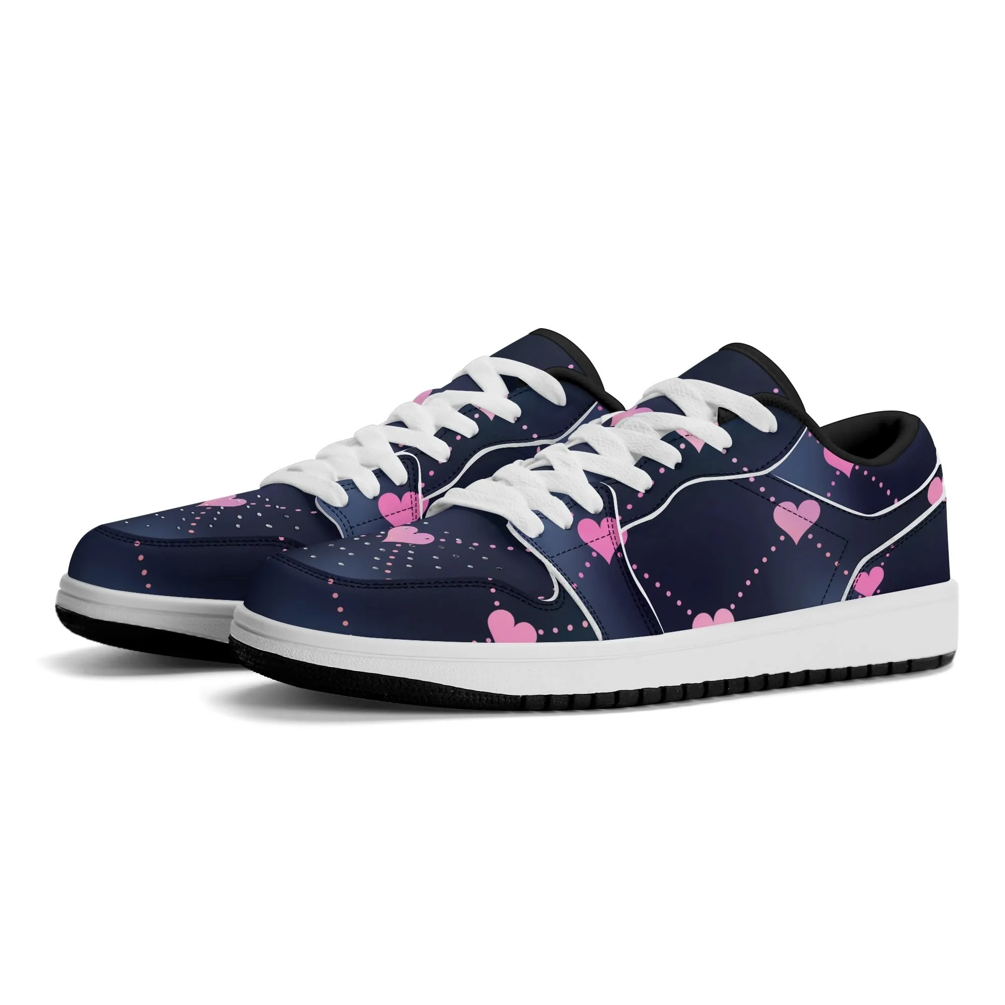 Lined Hearts Low Top Leder Sneaker für Damen