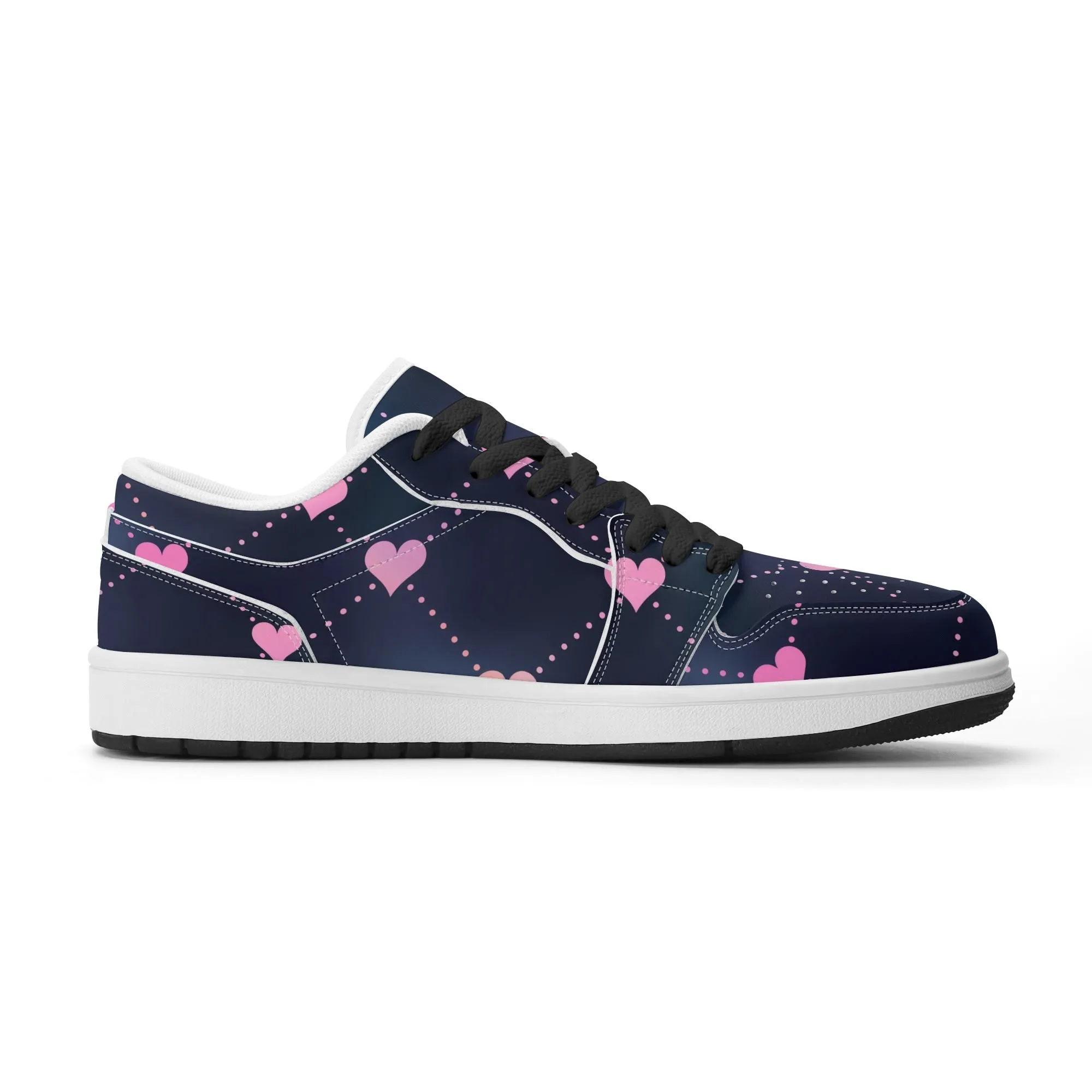 Lined Hearts Low Top Leder Sneaker für Damen