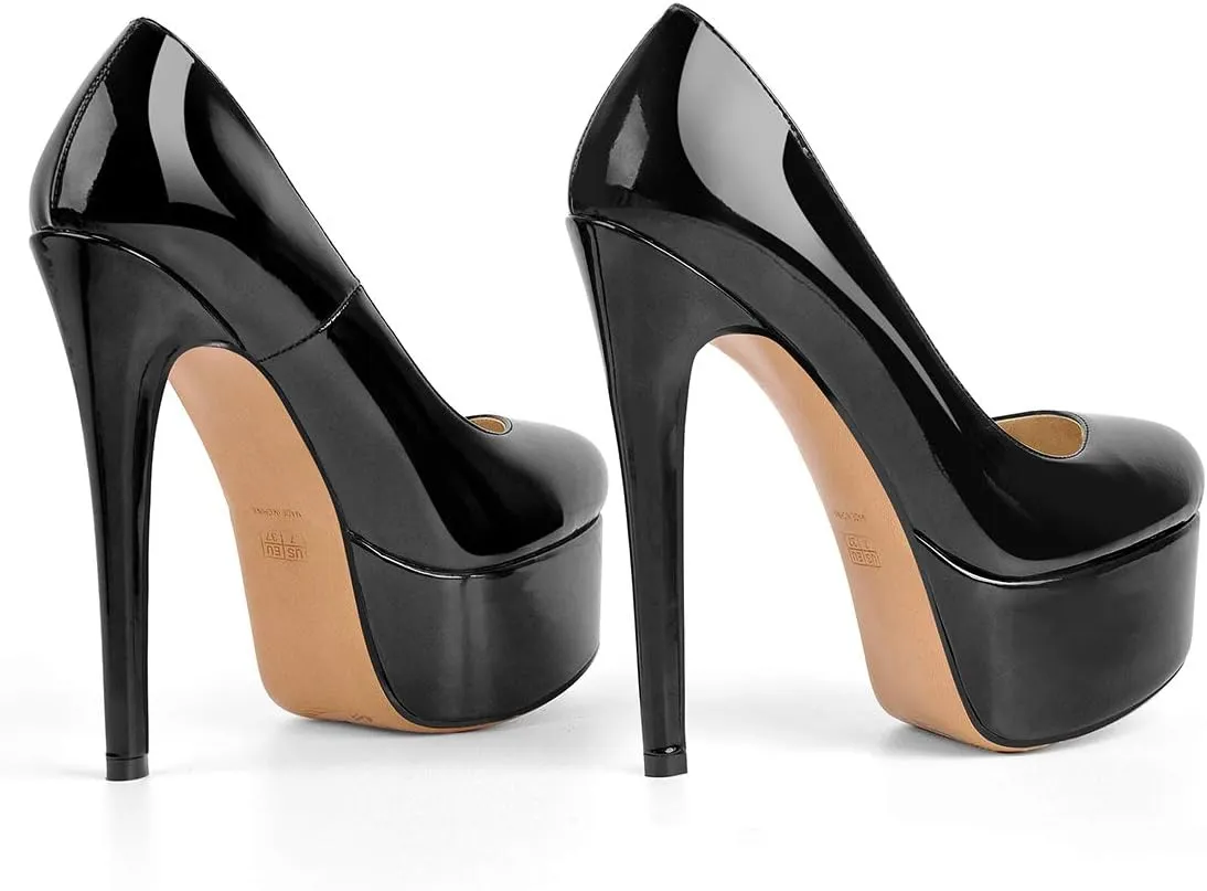 LISHAN Women's Platform 5.9in Super High Heels Pumps Slip On Pointed Toe Sandals