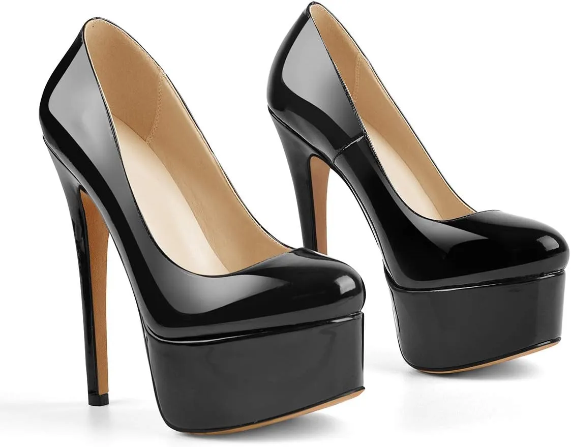 LISHAN Women's Platform 5.9in Super High Heels Pumps Slip On Pointed Toe Sandals