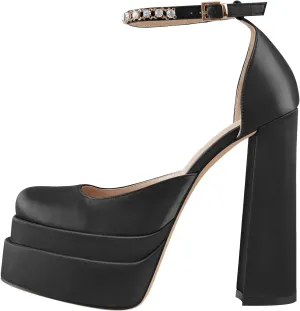 LISHAN Women's Platform 5.9in Super High Heels Pumps Slip On Pointed Toe Sandals