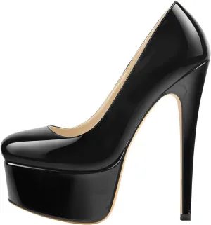 LISHAN Women's Platform 5.9in Super High Heels Pumps Slip On Pointed Toe Sandals
