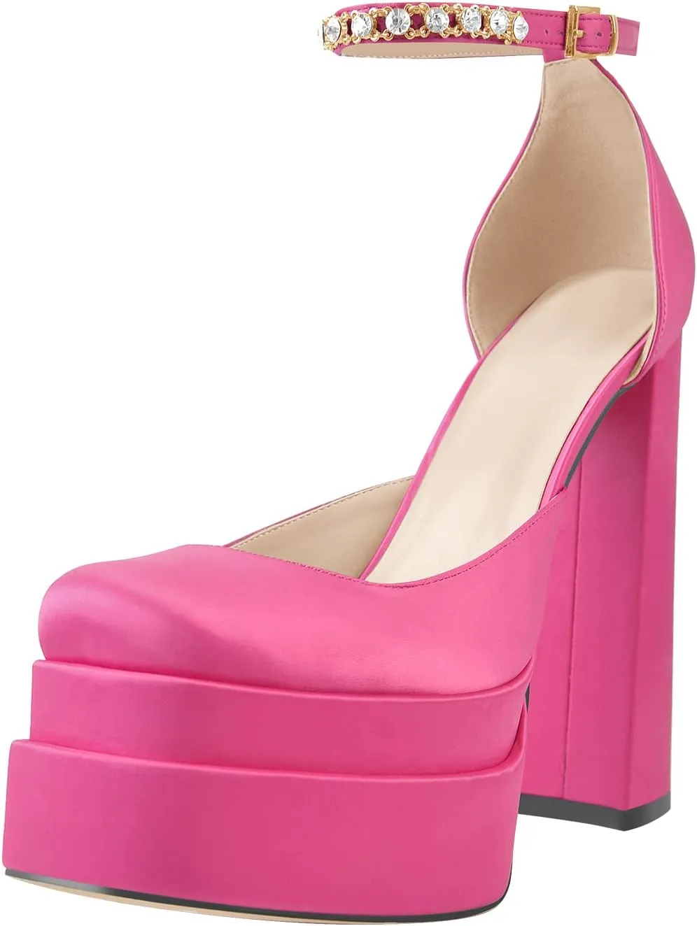 LISHAN Women's Platform 5.9in Super High Heels Pumps Slip On Pointed Toe Sandals
