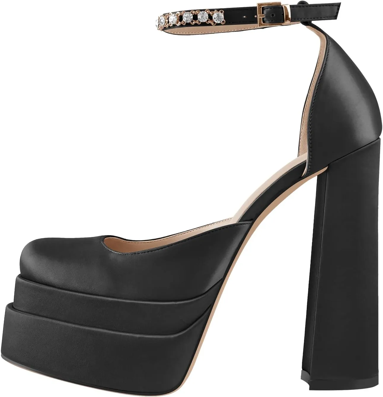 LISHAN Women's Platform 5.9in Super High Heels Pumps Slip On Pointed Toe Sandals