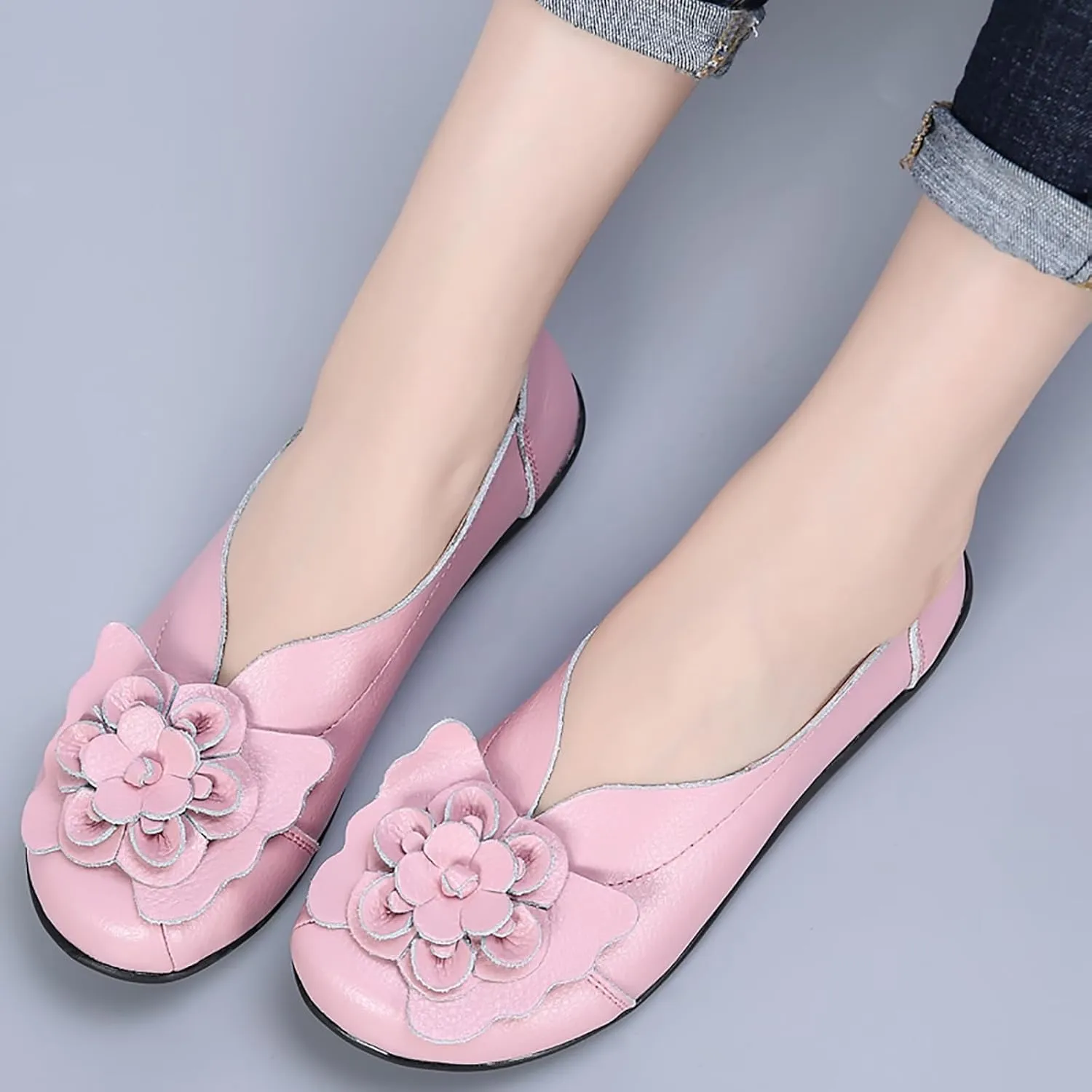 Loafers for Women Comfort Flowers Slip on Soft Sole Flat Lightweight Closed Toe Moccasins Driving Flats Casual Work Office Shoes