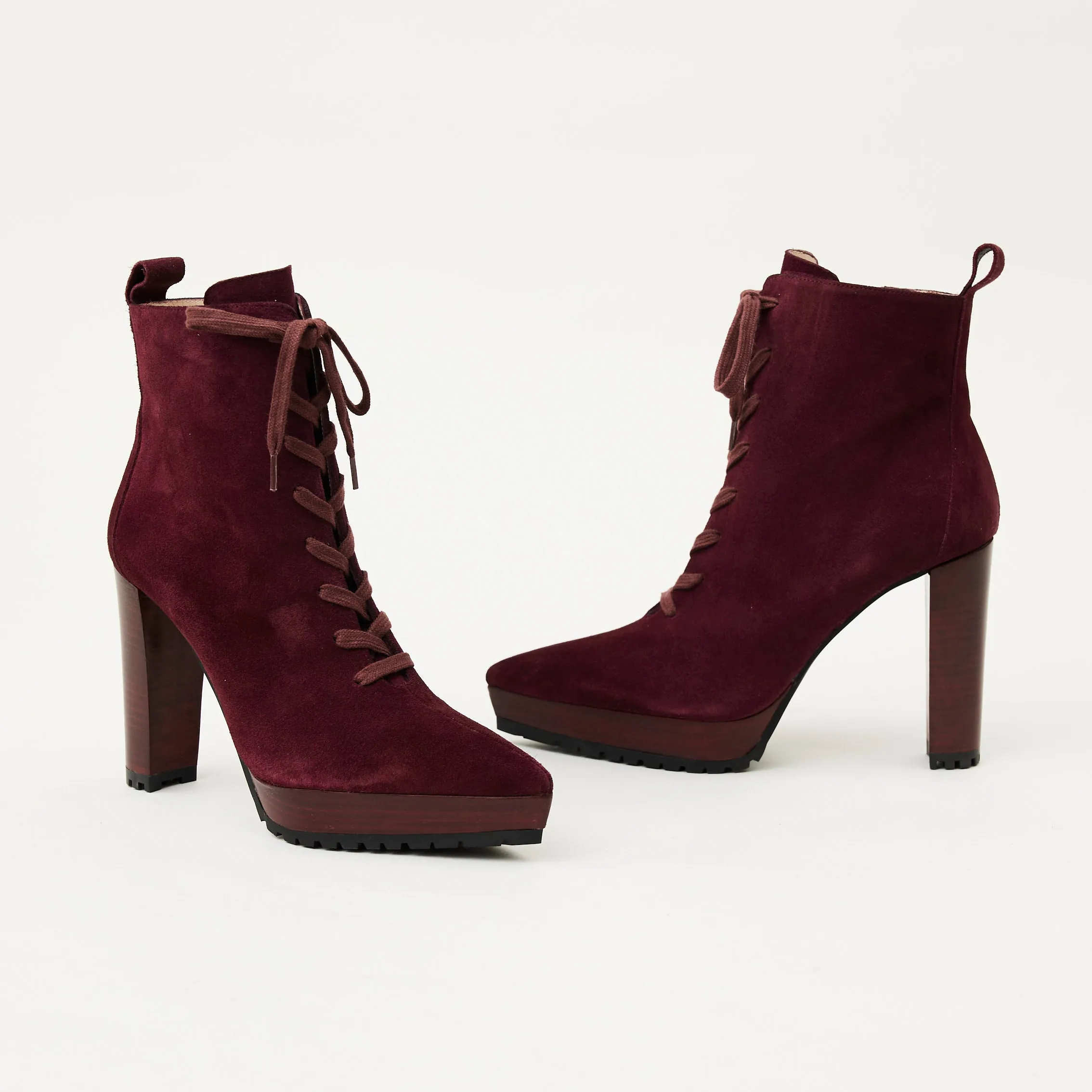 Lodi Wine High Heeled Suede Leather Boots