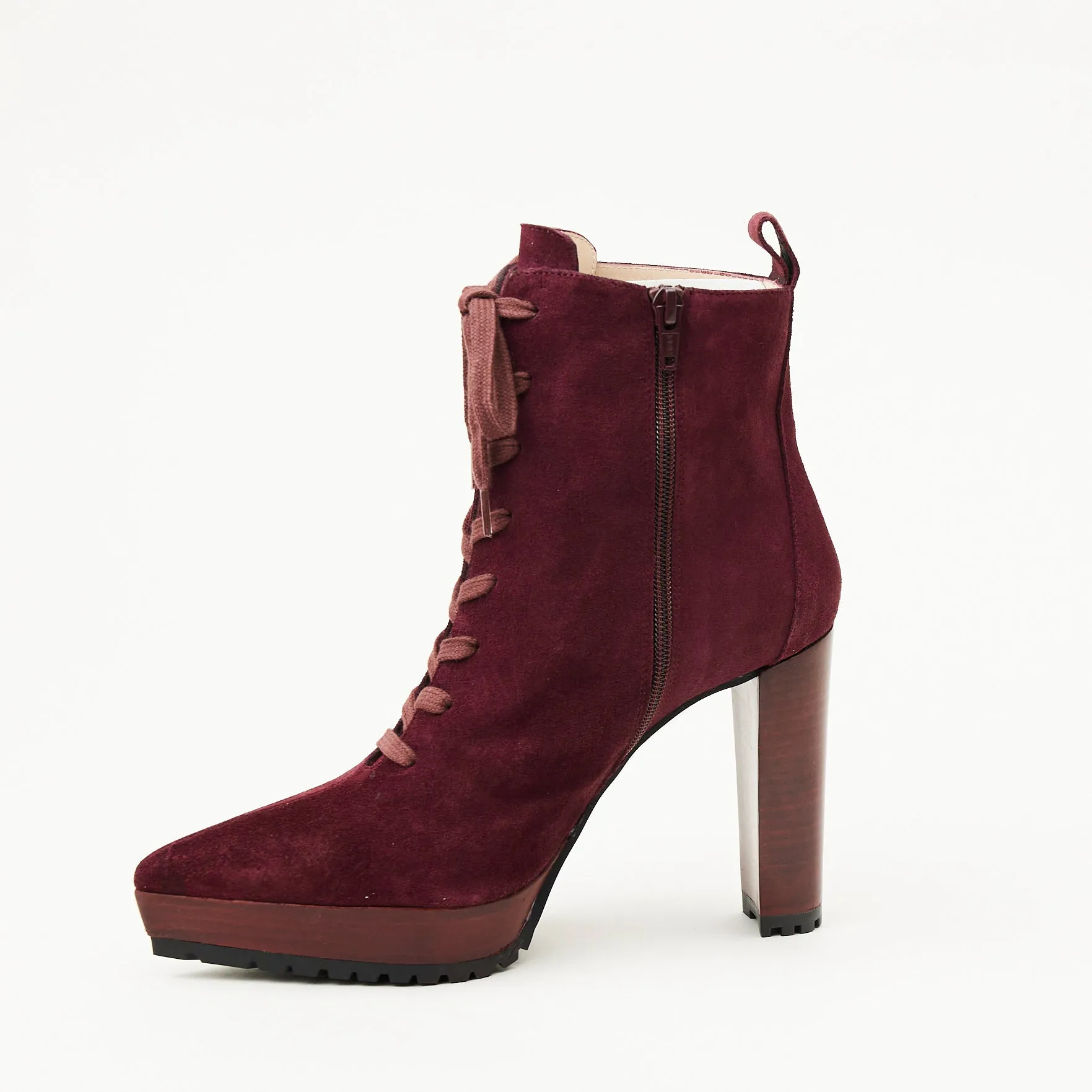 Lodi Wine High Heeled Suede Leather Boots