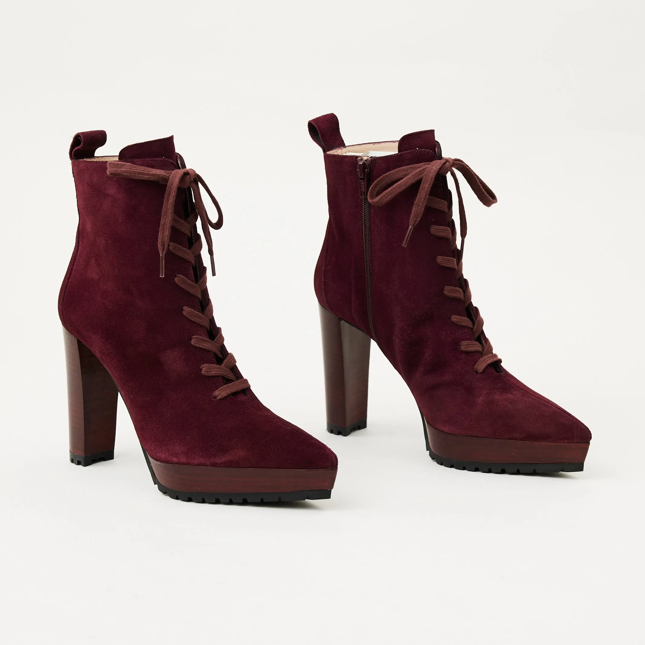 Lodi Wine High Heeled Suede Leather Boots