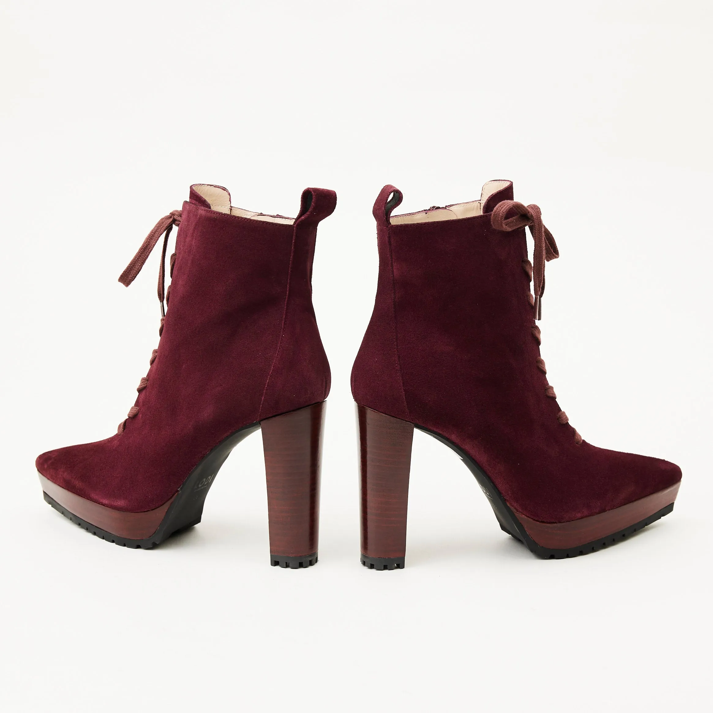 Lodi Wine High Heeled Suede Leather Boots