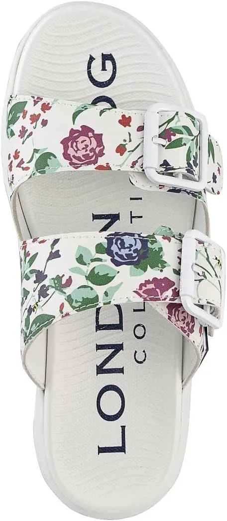 LONDON FOG Womens Neeta Comfort Platform Sandal Womens Sandal Slip On Sandal With Buckles